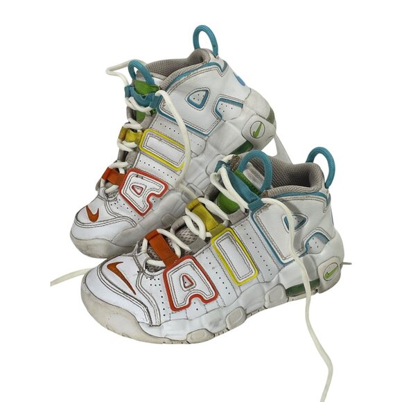 Nike Air More Uptempo GS Sneakers White Multicolor Letters Youth Size 2Y - Picture 2 of 12